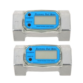 findmall 2Pcs 2 Inch Electronic Turbine Flowmeter, 15.8-132 Gpm Blue Fit for Diesel, Gasoline, Kerosene, Methanol, Water