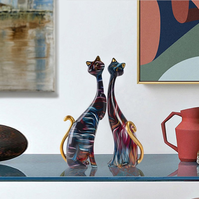 LIKEUDO Unique Resin Cat Statue for Cat Lovers - Perfect