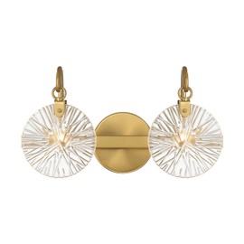 Savoy House 8-3981-2-322 Addison Vintage Clear Starburst Glass Bathroom Vanity Wall Light, 2-Light 120 Total Watts, 9" H x 16" W, Warm Brass
