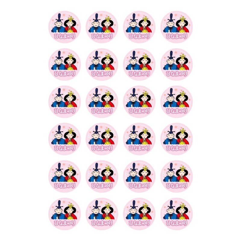 Hinamatsuri Stickers (1.6 inches (40 mm) (96 sheets))