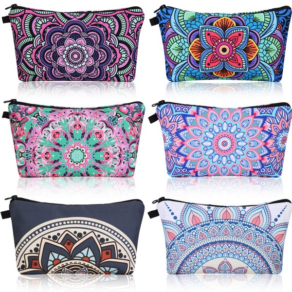 6 Pieces Makeup Bag Toiletry Pouch Waterproof Cosmetic Bag with Zipper Travel Packing Bag 8.7 x 5.3 Inch Small Cosmetic Bag Accessory Organizer for Women and Men(Novelty Style)