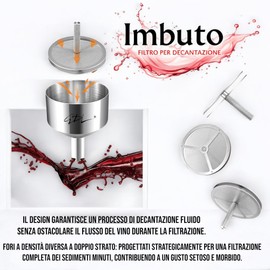 Steel Funnel Shape Wine Strainer with Layered Structure and Ergonomic Handle + Sommelier Corkscrew with Aluminium Cutting Blade and Easy Insertion Screw, Packaged