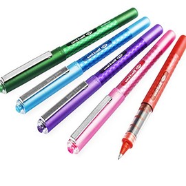 uni-ball Eye UB-157D Designer Liquid Ink Rollerball Pen - 0.7mm Tip - Red, Pink, Green, Light Blue, Purple (Pack of 5)