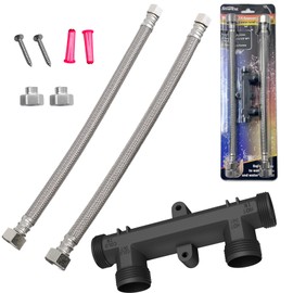 WP596816 Sensor Valve Kit Fit for watts premier 500800&500805 & grundfos up comfort Instant Hot Water Recirculating Pump System, Include Two 12" Supply Lines & Two 1/2" x 3/8" Reduced Fittings