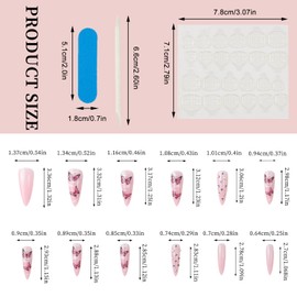 NICENEEDED 24 PCS Butterfly Stiletto Extra Long False Nails, Pink French Press on Nail with Beautiful Cloud Almond Design, Glossy Removable Fake Manicure for Women Nail Art