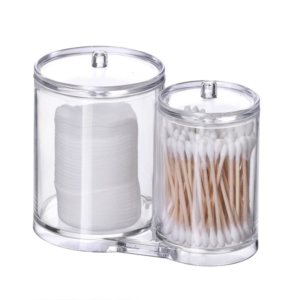 Clear Acrylic Cotton Swab Holder Makeup Cotton Pads Container with