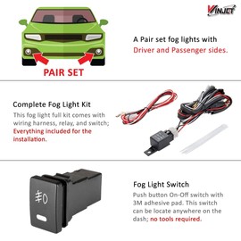 Winjet OEM Series for [2015-2016 Toyota Prius C] Driving Fog Lights + Switch + Wiring Kit