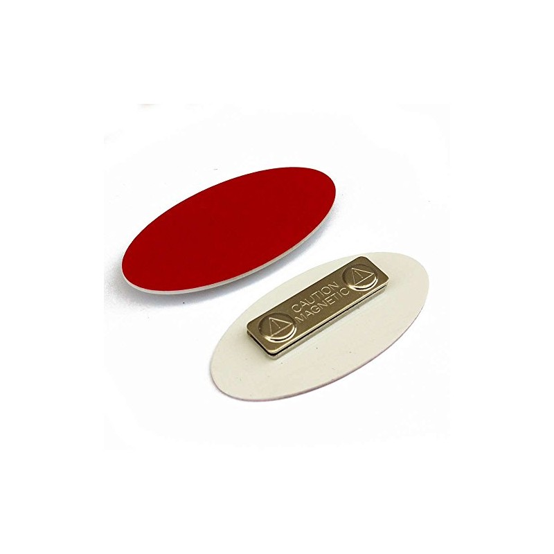 Oval Name Badge Blanks with Magnet - 10 Pack (Red)