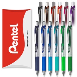 Pentel EnerGel XM BL77 - Retractable Liquid Gel Pen 0.7mm 54% Recycled in Pillow Case (Pack of 12)