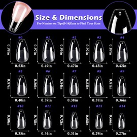 LoveOurHome 600pc Medium Coffin Nail Tips Clear Fake Nails Coffin Gel Nail Tips Full Cover Acrylic Nails Clear Press on Nails Medium False Nail 15 Sizes Fingernail for Gel Nail Tip Extension