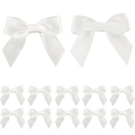 AIMUDI AIMUDI White Satin Ribbon Bows 2" Self Adhesive Satin Bows for Gift Wrapping Premade Ribbon Bows with Double-Sided Tape for Making Crafts Baby Shower Birthday Party Wedding Decorations, 50 PCs