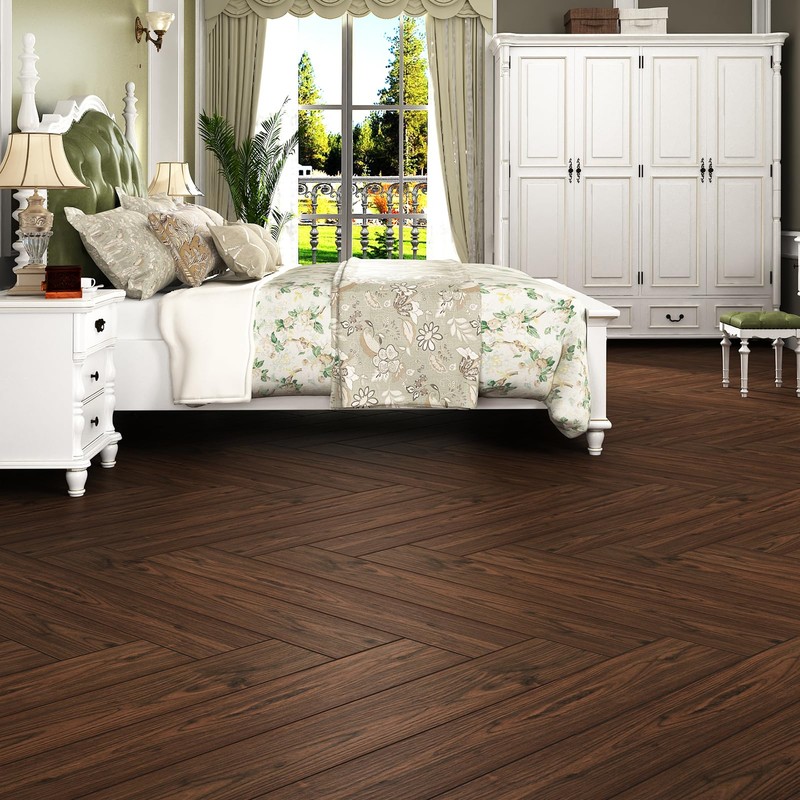 Wallercity Red/Brown Peel and Stick Floor Tile 36''x6'' Waterproof Vinyl