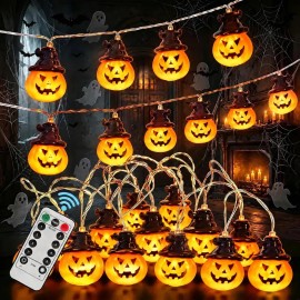 ZHIAER Guernalda Led Lights Calabazas Halloween 3M Muebles de Navidad, para fiestas de vacaciones Halloween, jardín, dormitorio, bar, decoración