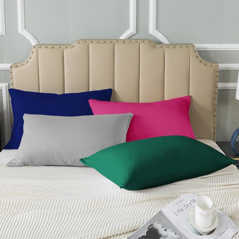 AMEHA 100% Brushed Microfiber Pillow Cases 2 Pack, Super Soft