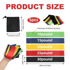 Resistance Bands Set of 5 - Premium Exercise Bands for Women and Men, 5 Strength Levels for Gym, Home, Yoga, and Pilates - Latex Elastic Stretch Loops with Carry Bag for Fitness