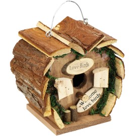 com-four® Wooden Hanging Nesting Box, Heart Shaped Bird House for Wild Birds, 17 x 12 x 17 cm - Cave Incubator (Pack of 01 - Nesting Box)