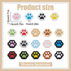 PLIGREAT 38 Pcs Cute Paw Thumb Grip Caps, Colorful Cat Dog Paw Thumb Stick Joystick Grips Cap Replacement Soft Silicone Cover Compatible with Switch OLED Lite, Joy Con Controller, 19 Colors