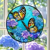 Butterfly Stained Glass Window Hanging, Round 7.87 Inch Suncatcher