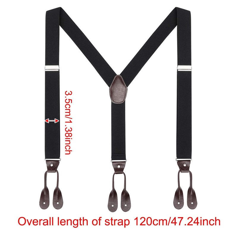 [DeeRace] Men's Button End Suspender - Adjustable Elastic Y-Shaped Tuxedo