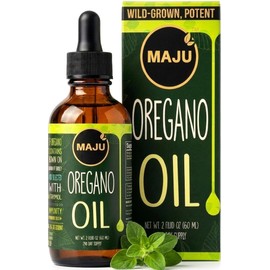 Maju Superfoods Maju Gotas De Aceite De Orégano, Potente 90% + Carvacrol (2 Fl Oz) Aceite Esencial Mediterráneo Silvestre Líquido De Orégano, Aceite D