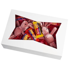 SOROO 8-Pack 10inch White Pastry Bakery Cookie Box,10x7.75x2.5inch Large Donuts,Muffins,Cookies Boxes with PVC Window - Auto-Pop up Paper Box Nature Cardboard Take Out Container,Pack of 8