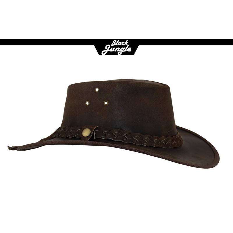 Black Jungle Balat Leather Western Hat Australia Cowboy Hat, brown