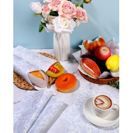 Pineraap 150 Sheets Blue Floral Wax Paper, Greaseproof Wrap Tissue Chinoiserie Blue White Flower Deli Paper Oil-Resistant Food Liners for Baking Sandwiches Picnic Bakery Dessert Kitchen