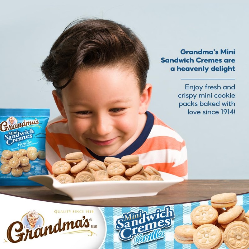 Grandma's Homestyle Cookies - Mini Vanilla Sandwich Creme Bites (Pack