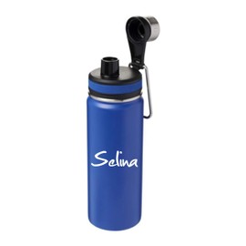 Schmalz® GESSI Insulated Flask, 590 ml, Vacuum Insulated Drinking Bottle Made of Copper, Stainless Steel with Copper Insulation, Leak-Proof, BPA-Free (Blue, with Engraving)