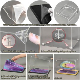 Instnovny Soccer Ball Display Case with RGB LED, Removable Built-in Soccer Ball Display Stand, UV Protected, Acrylic Clear Box for Soccer Ball Fans & Collectors, Sports Collectibles(9.8*9.8*10.6 inch)