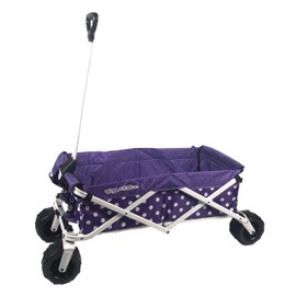 WagonsRus Limited Edition All-Terrain Collapsible Folding Utility Wagon Beach Outdoor Camping Sports (Purple Polka Dot)