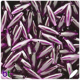BeadTin Dark Amethyst Transparent 19mm Spaghetti Craft Beads (150pcs)