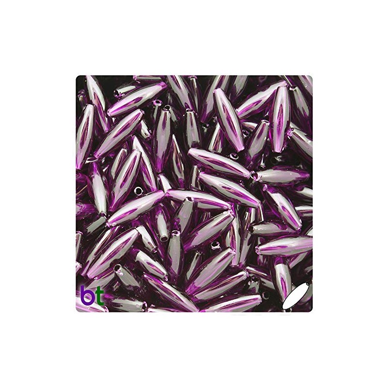 BeadTin Dark Amethyst Transparent 19mm Spaghetti Craft Beads (150pcs)