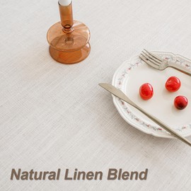 Cream Linen Square Table Cloth with Tassel Farmhouse Burlap Tablecloths for Kitchen Dining Heavyweight Water Repellent Oblong Table Covering Cloth Indoor Holiday Decor Ivory Natural, 55x55 Inch