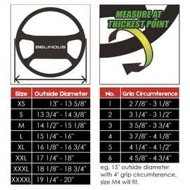 BELINOUS Steering Wheel Cover Leather for Car (Size M5, Black)