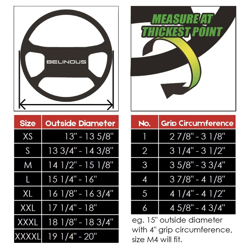 BELINOUS Steering Wheel Cover Leather for Car (Size M5, Black)