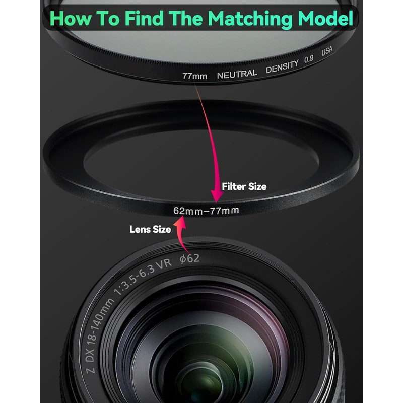 JOYTOLIN 49-82mm Metal Step-Up/Down Ring Adapter Compatible with Mirrorless Cameras