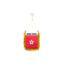AZ FLAG Hong Kong Mini Banner 6'' x 4'' - Hong Konger Pennant 15 x 10 cm - Mini Banners 4x6 inch Suction Cup Hanger