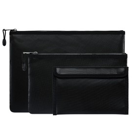 Hodufy 3 Pack Fireproof Document Bag,Fire Money Bags Wallet Pouch for Banking (13.5x9.4/10.6x6.6/8.7x5.1 in) Waterproof Fireproof Bag with Zipper for Safe Storage File Coins Cash Jewelry Valuables