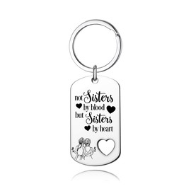 UOIPENGYI Best Friend Keychain,Not Sisters by Blood But Sisters by Heart Friendship Gifts for Women Sister Birthday BFF Jewelry