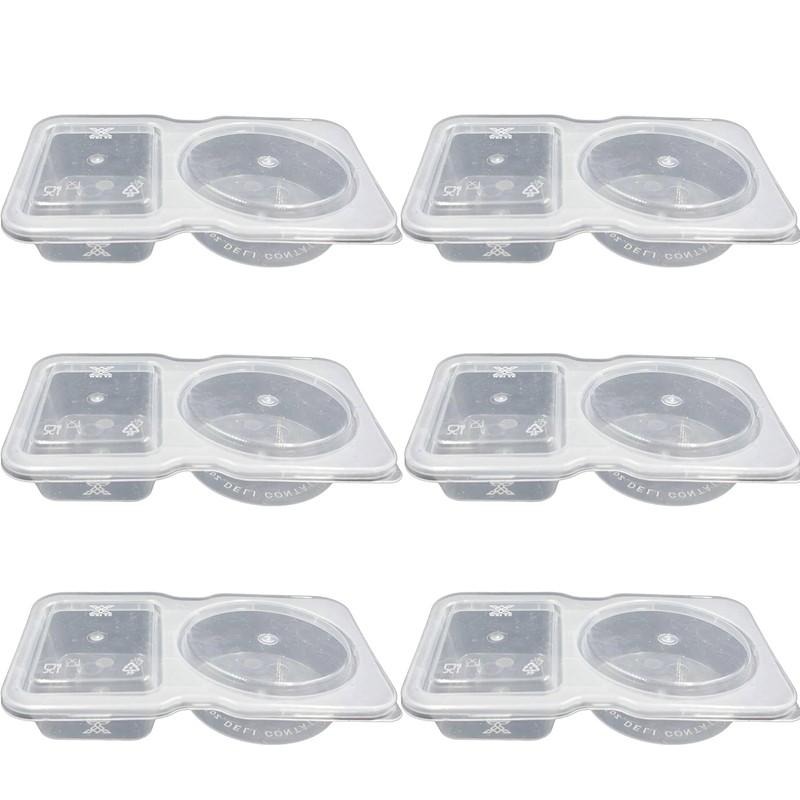 JOLAFUNBS 6 Set Double Compartment Snack Pot Reusable Snack Containers