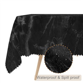 TTQYFNM 52x70inches Marble Tablecloth Black Marble Texture Modern Art Rectangle Table Cloth Cover Waterproof and Stain Resistant Fabric Table Cloth for Kitchen Dining Room Indoor Outdoor Home Decor