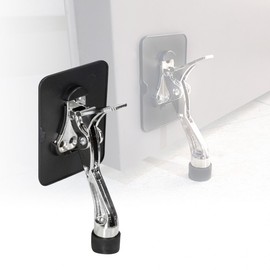 No-Drill Floor Door Stopper - Shock Absorbing Door Holder for Rooms & Entryways No-Drill Door Stopper 2ea