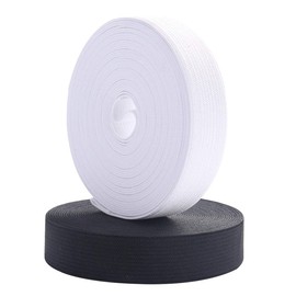 Knit Elastic Bands for Sewing Heavy Stretch High Elasticity Flat Elastic Cord 3/5 Inch Wide Braided Elastic Spool 10 Yard (5 Yard White,5 Yard Black)