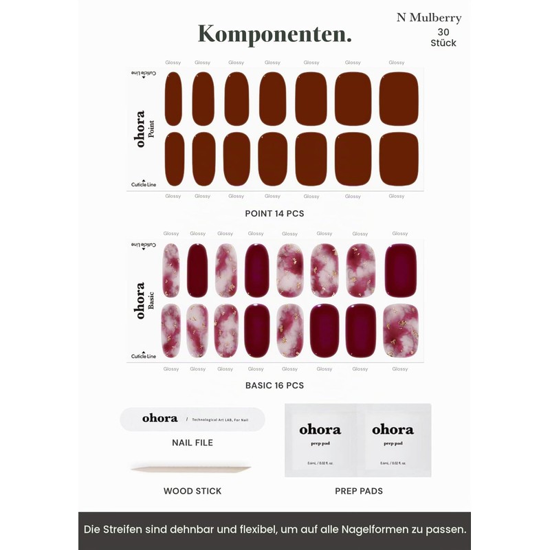 ohora (N Mulberry) Semi-Cured Gel Nail Strips - Works with