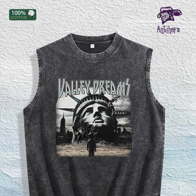 Valley Dreams Liberty Graphic Washed Vest US Warehouse 3 Colors