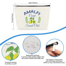 Amalfi Coast Souvenir Italy Travel Gifts Makeup Bag Italy Themed Gift for Women Cosmetic Bag Friend Sister Traveller Girls Trip Gifts Bachelorette Party Birthday Friendship Gifts Travel Toiletry Pouch