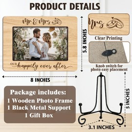 Mr and Mrs Picture Frame, Our Happily Ever After Picture Frame, Mr and Mrs Gifts, Wedding Gifts, Bridal Shower Gifts for Bride, Newlywed Anniversary Engagement Gifts for Couples, 8 x 6 Inches-350