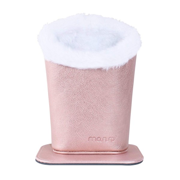 MOSISO Eyeglasses Holder, Plush Lined PU Leather Stand Case with Magnetic Base, Rose Gold