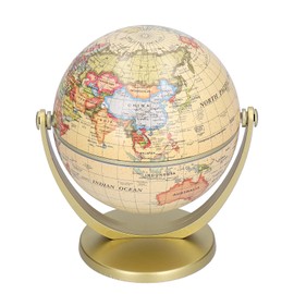TOPINCN World Globe with Golden Base Vintage Style Desktop World Map Globe English Edition Rotation Learn Earth Geography Learning Aid for Home School and Office